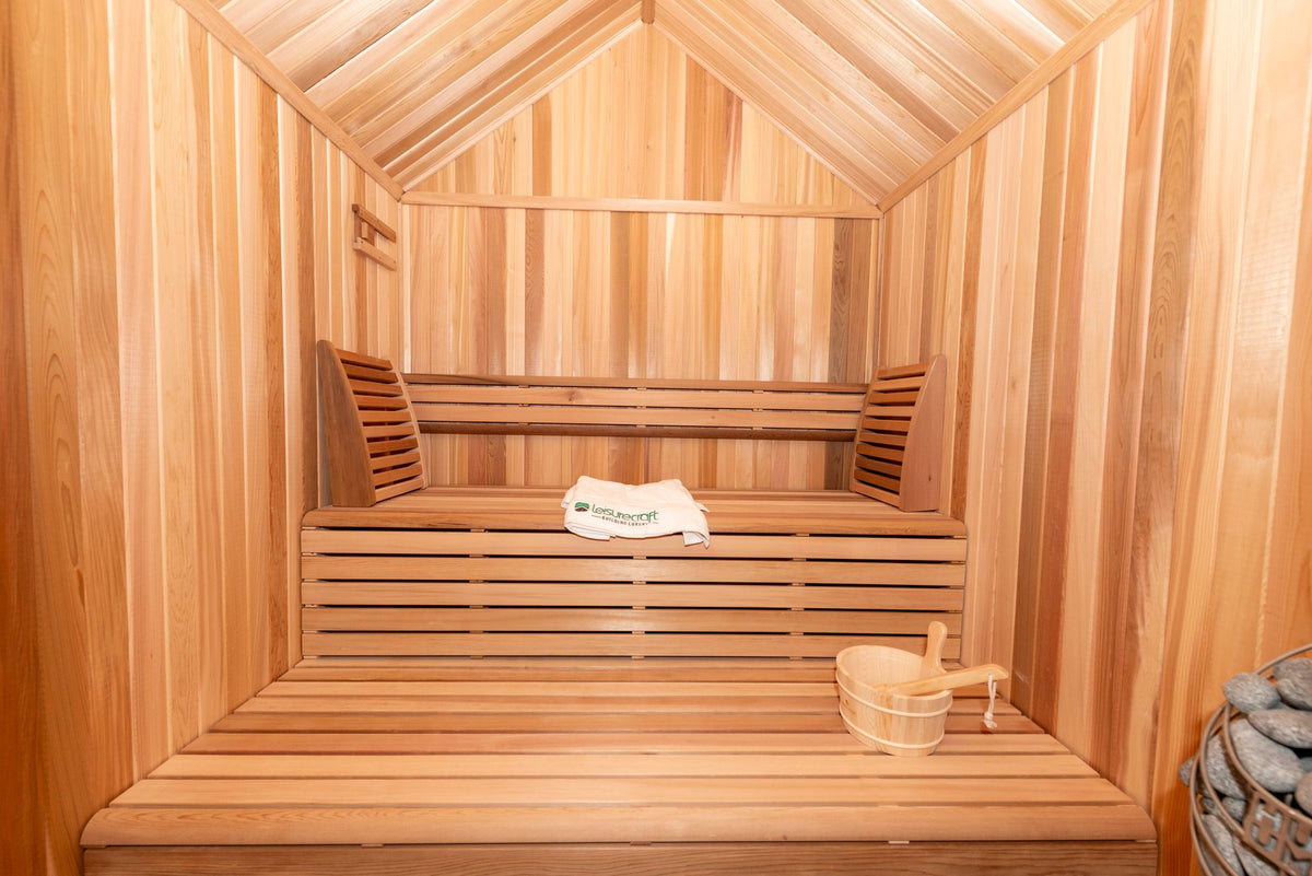 Hudson sauna cathedral cedar ceiling interior