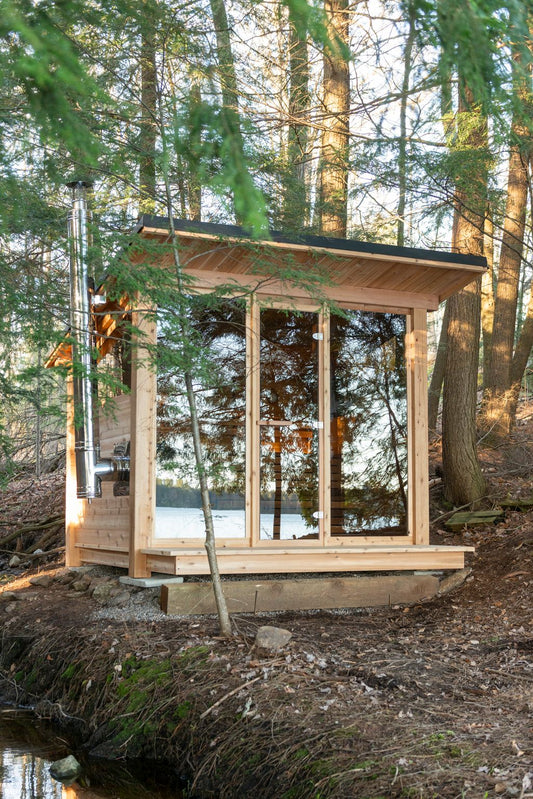 Mountain View sauna front and side glass