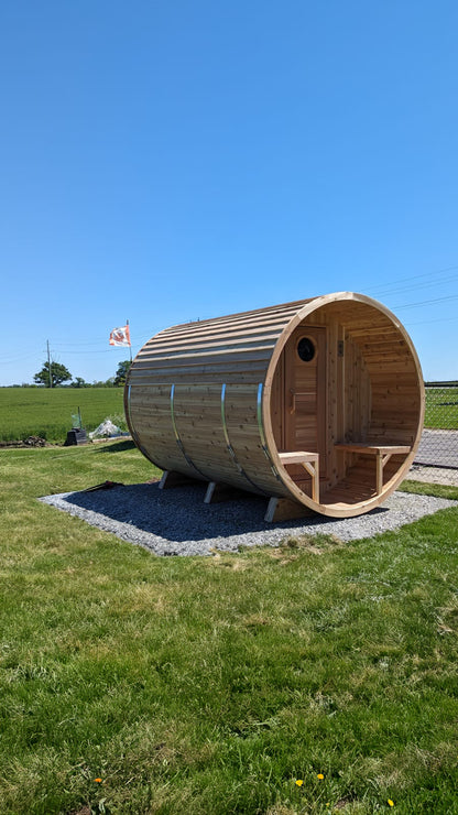 Premium 7'x 8' Barrel Sauna With 2'  Porch