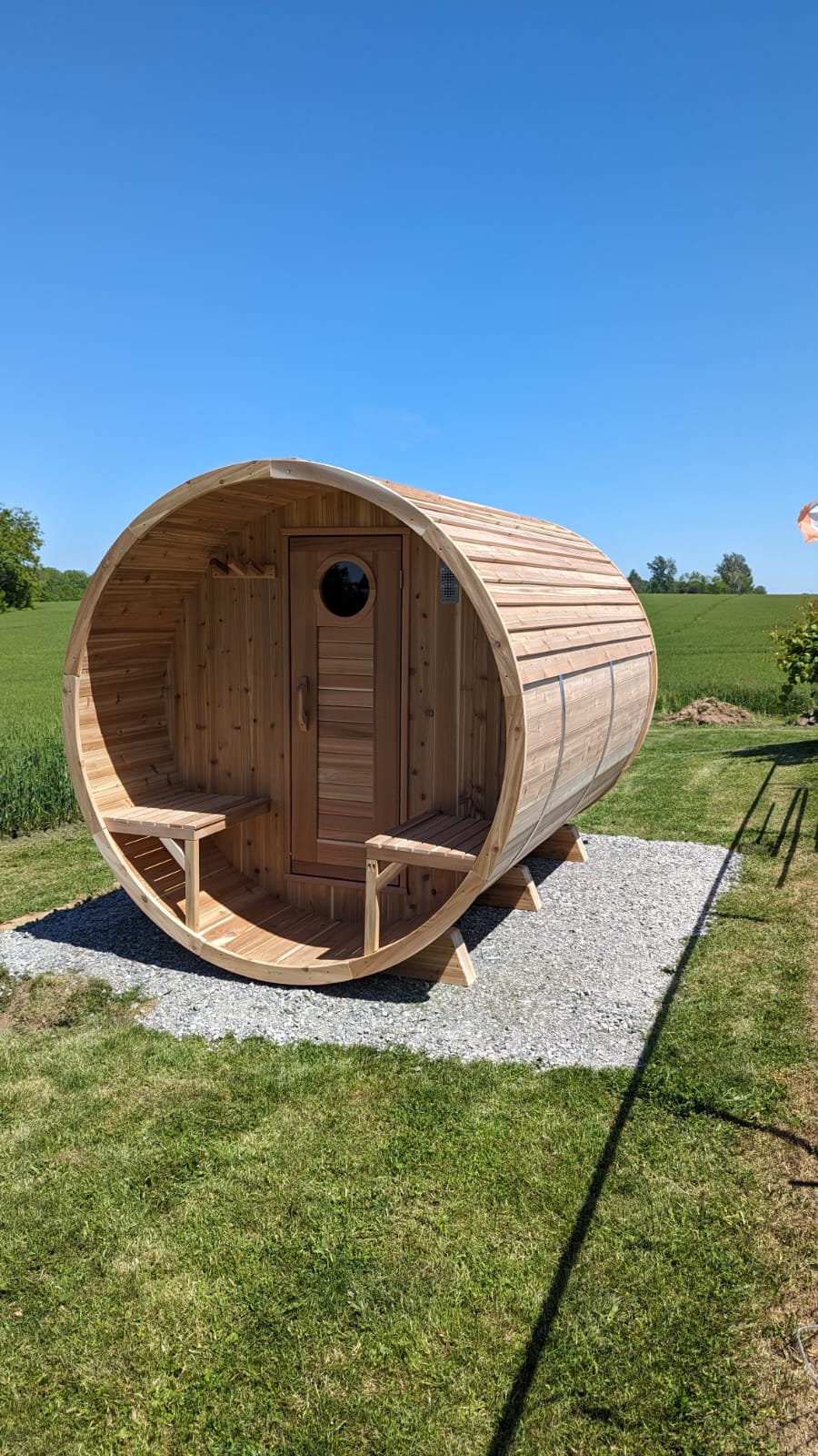 Premium 7'x 8' Barrel Sauna With 2'  Porch