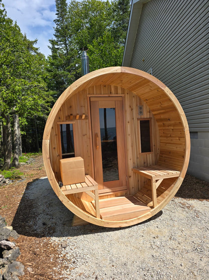Premium 7'x 8' Barrel Sauna With 2'  Porch