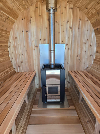 Premium 7'x 8' Barrel Sauna With 2'  Porch