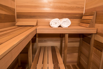 Cabin sauna two-tier bench interior