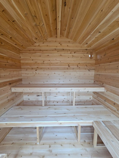 Georgian cabin sauna interior benches
