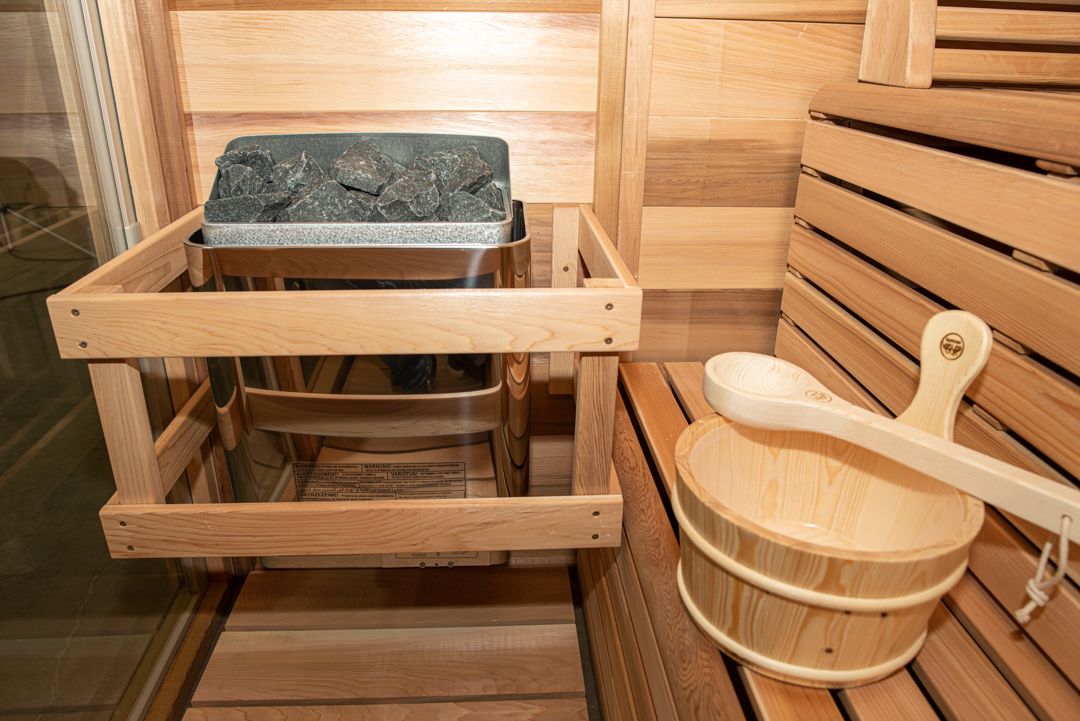 Indoor sauna heater and bucket