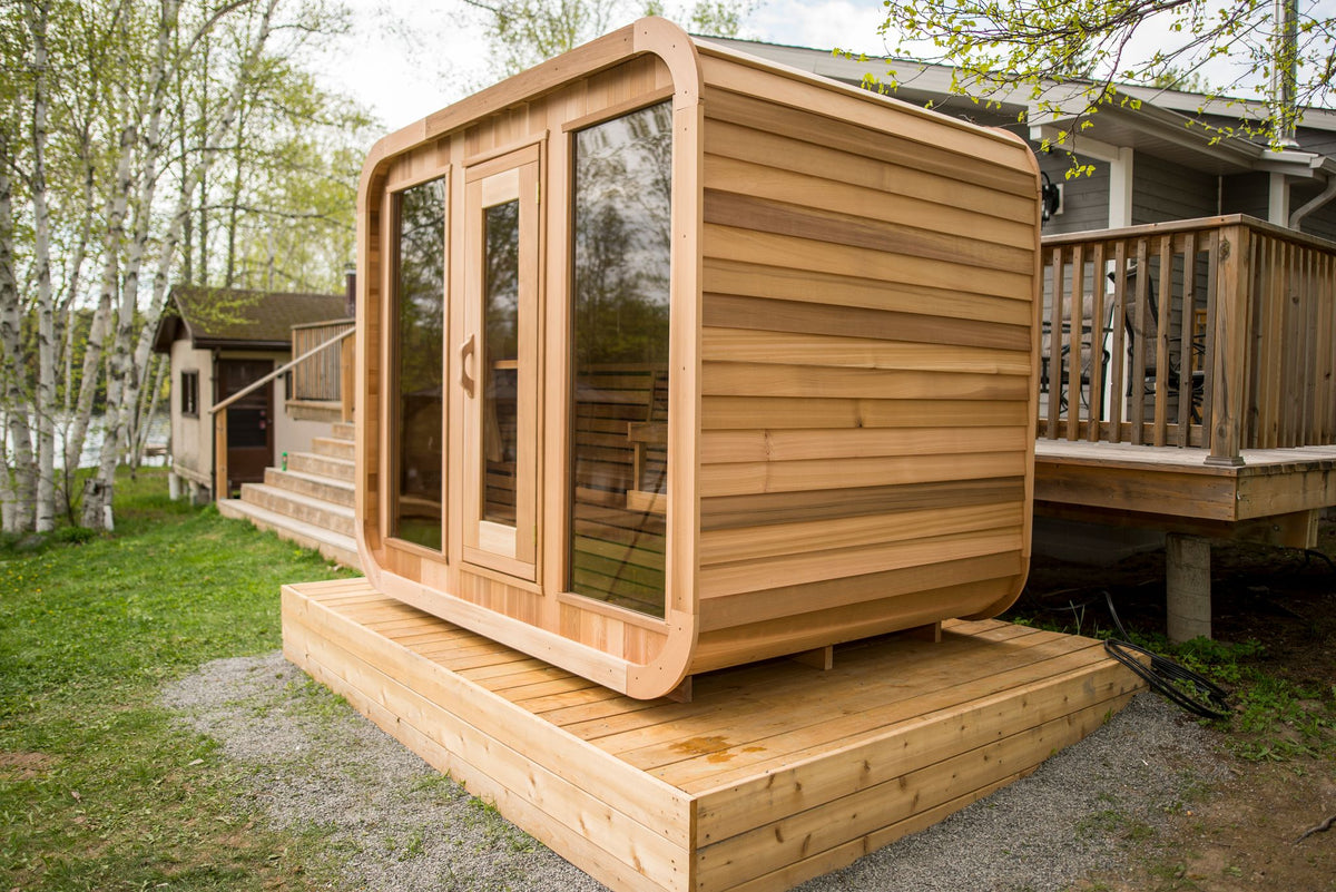 Luna sauna on a cedar deck