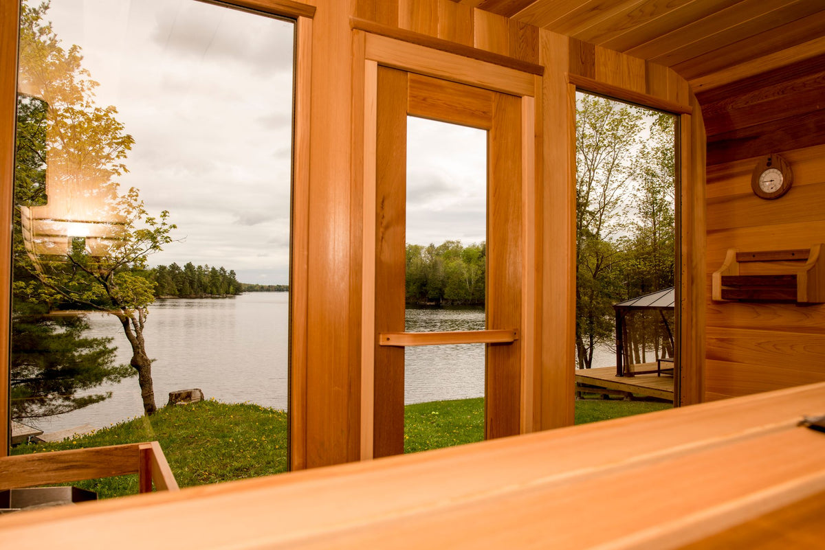 Lake view from inside the Luna sauna