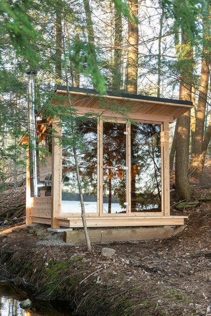 Mountain View sauna front and side glass