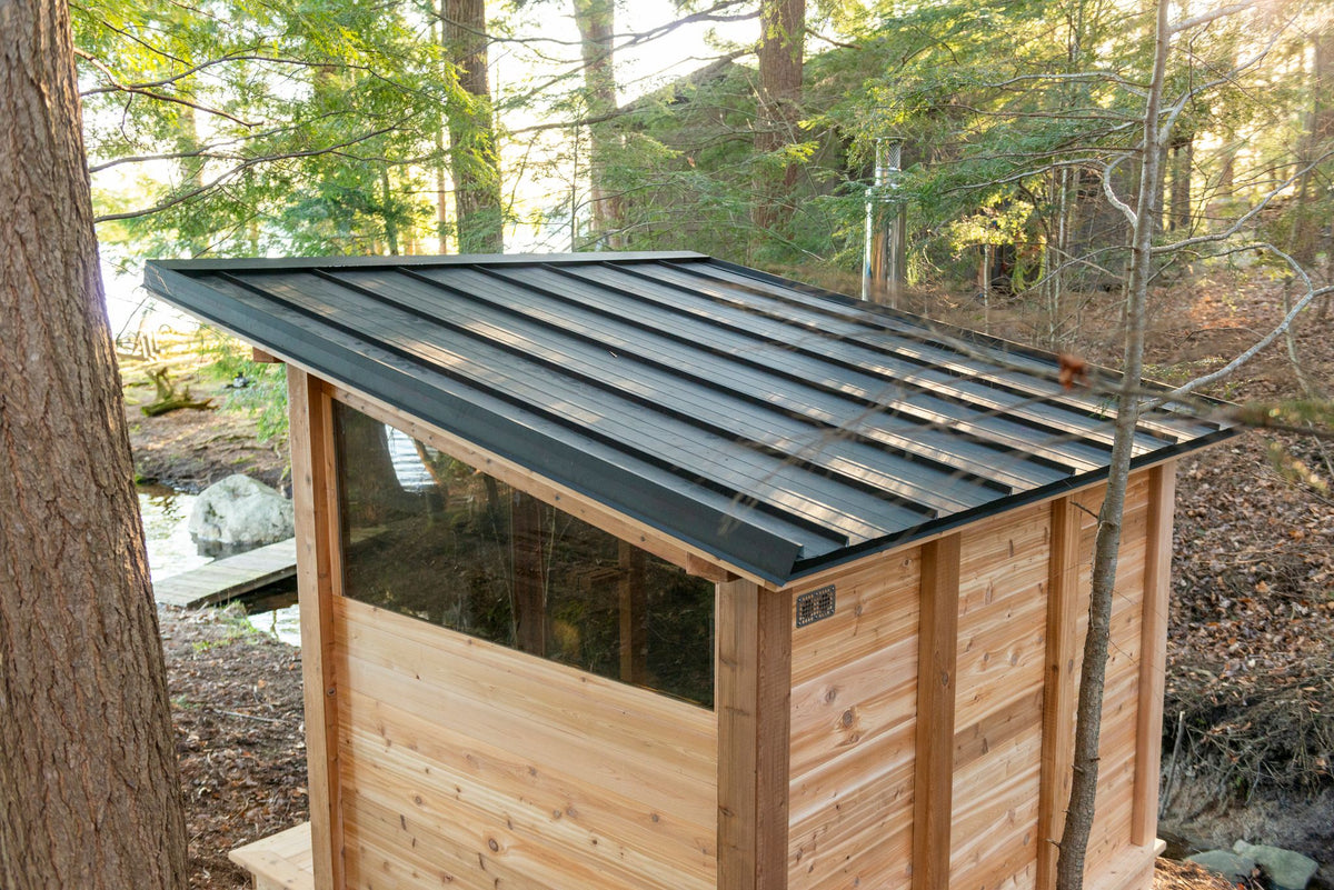 Mountain View sauna steel roof