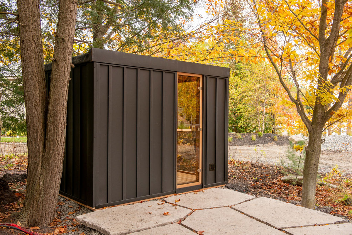 Neptune sauna black steel side wall
