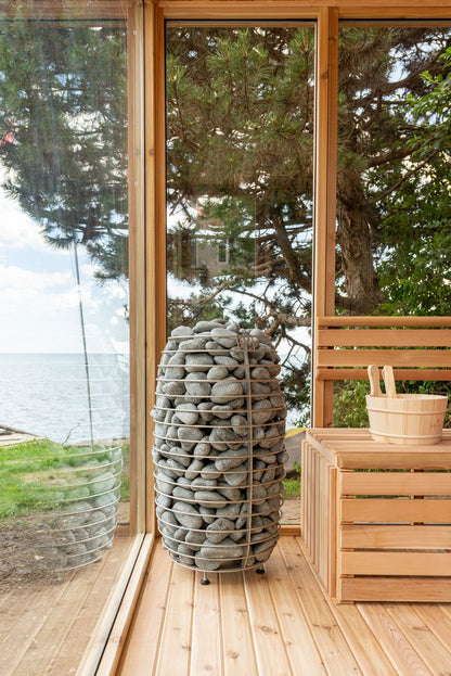 Orion sauna heater and ocean view