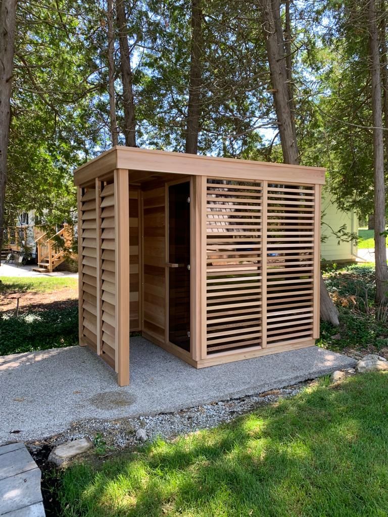 Pure Cube sauna louvred shower side