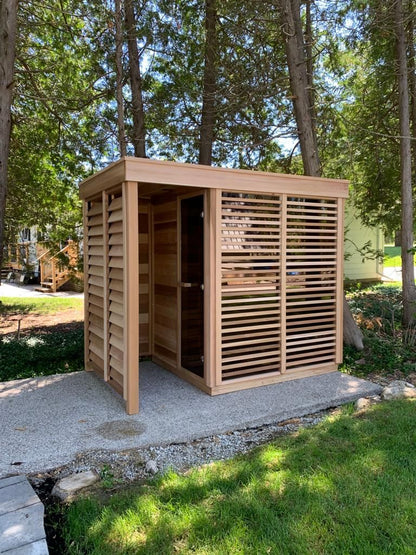 Pure Cube sauna louvred shower side