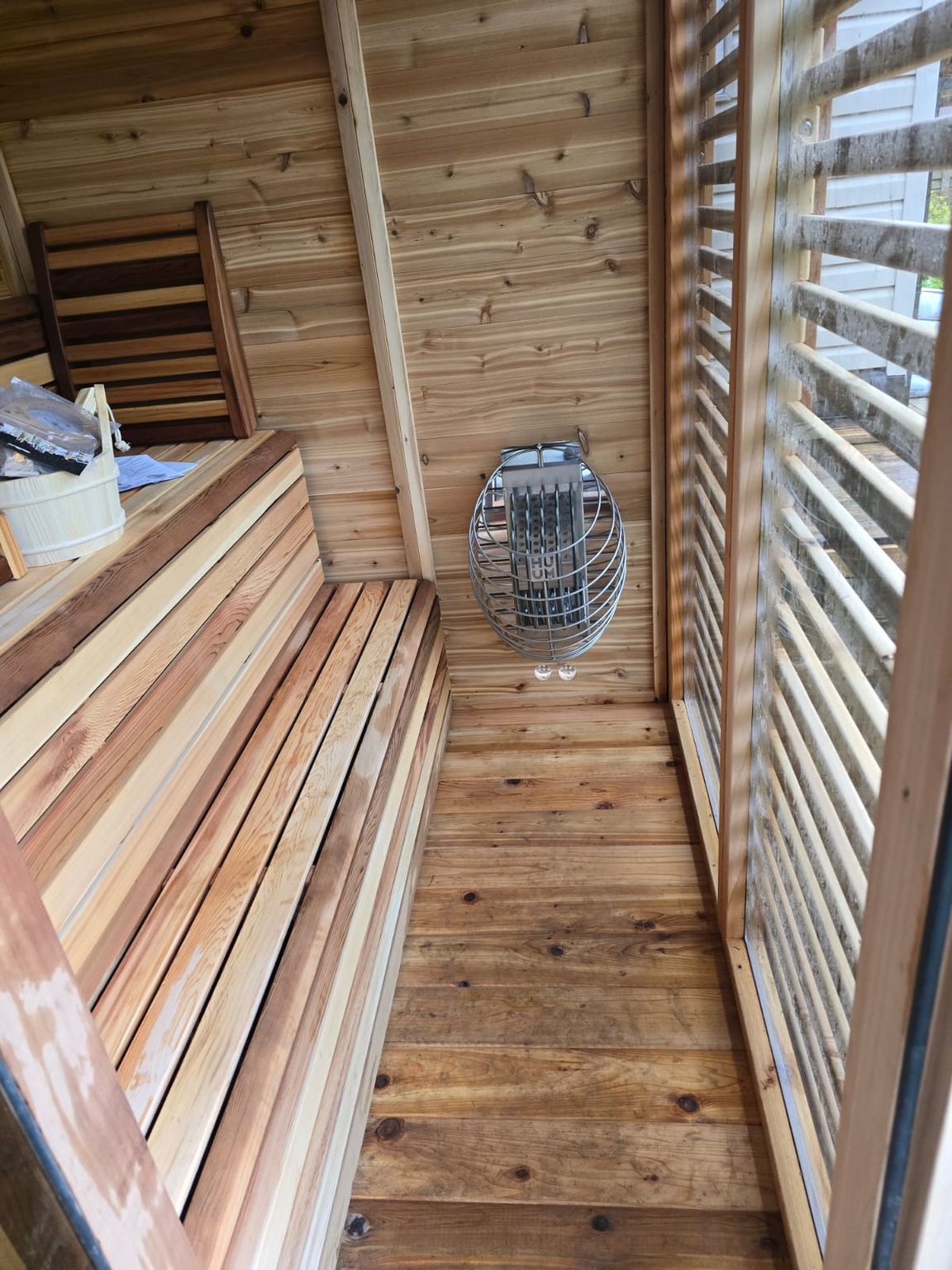Pure Cube sauna interior benches